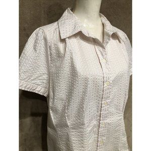 1X Plus White Top Blouse Pink Striped Short Sleeve Apt 9 #391